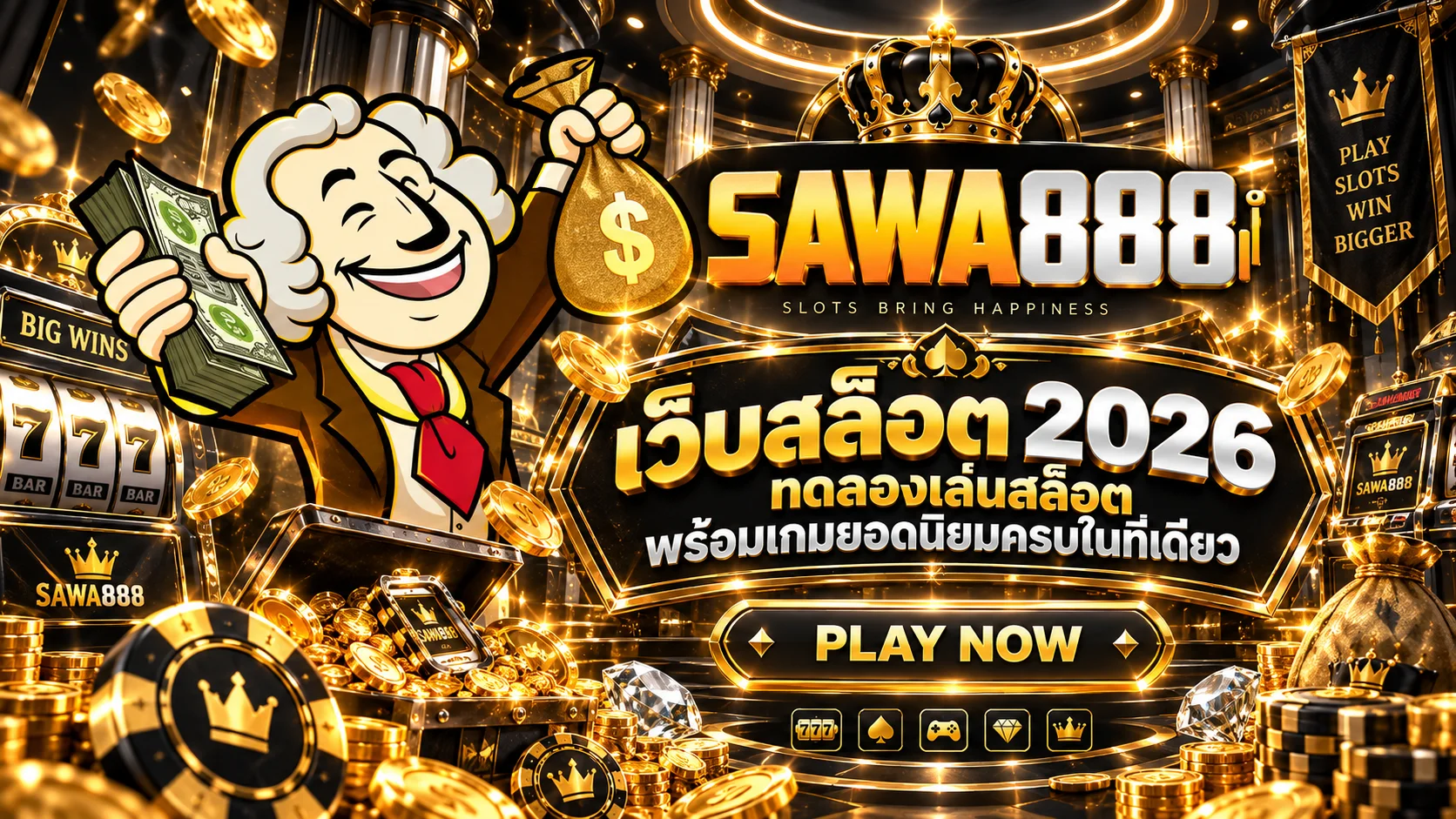 SAWA888 เว็บสล็อต 2026 ทดลองเล่นสล็อต สล็อตวอเลท รวมเกมยอดนิยมครบ